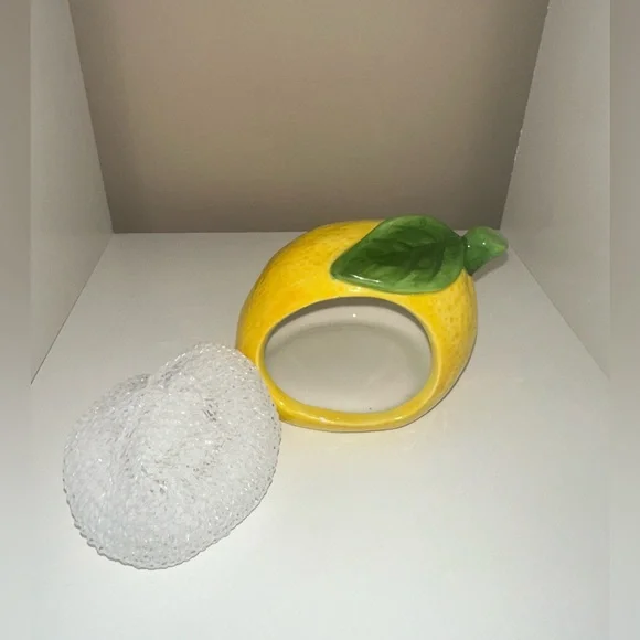 Ceramic Lemon Shape Sponge Holder for Kitchen Sink, Compact Sink Caddy - Picture 4 of 6